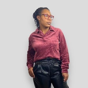 Standard Cloth Pullover Velvet Collared Half Button Down